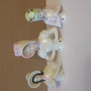 Half Dolls Pincushion Dolls German Porcelain Antique Ladies With Bonnets Bundle